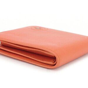 CHANEL Bifold Wallet Salmon pink x Silver Women Authentic secondhand
